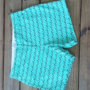 crown & ivy Aqua Teal Patterned Women's Shorts, Excellent Condition